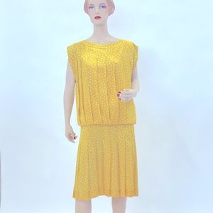 Marvelously decadent yellow polka dot 80’s dress by Liz Claiborne